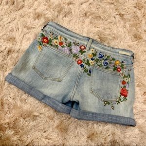 Embroidered jean shorts